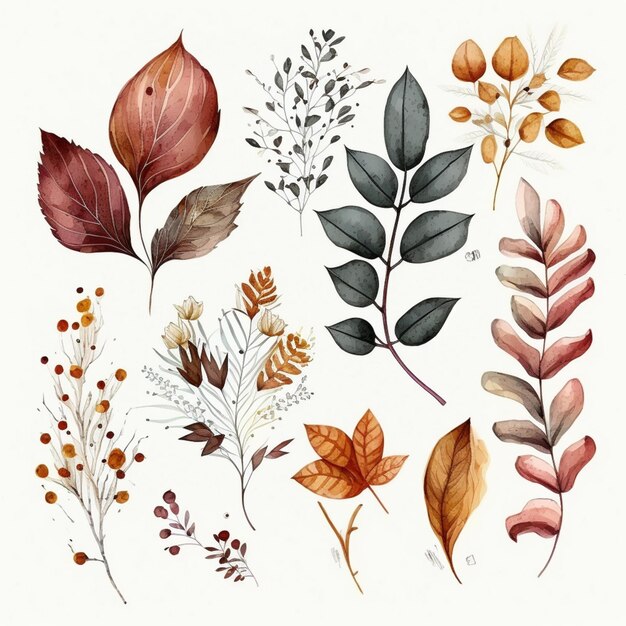 Foto um close-up de um monte de folhas de cores diferentes generativo ai
