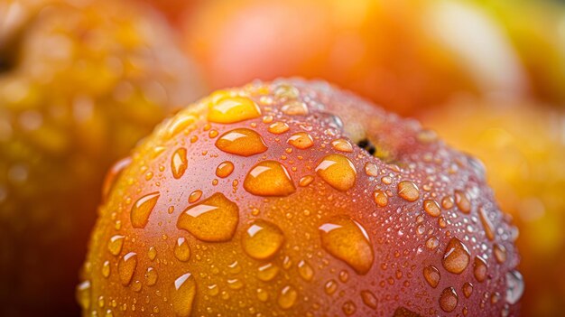 um close-up de um monte de maçãs com gotas de água sobre eles ai generativo