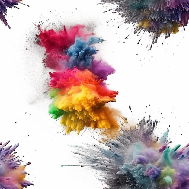 um close-up de um monte de pó colorido voando através do ar generativo ai