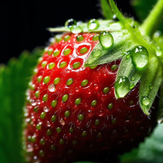 Foto um close-up de um morango