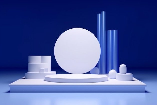 um close-up de um objeto branco em uma superfície azul generativa ai