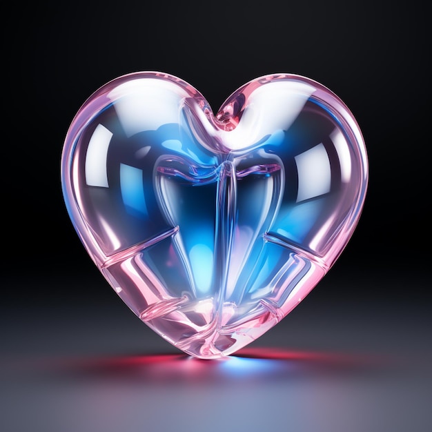 Foto um close-up de um objeto em forma de coração com um ai gerador de luz vermelha