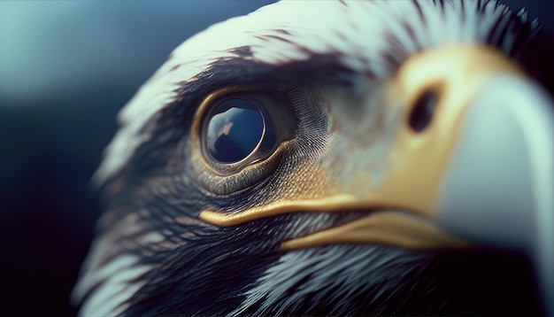 Foto um close-up de um olho de águia