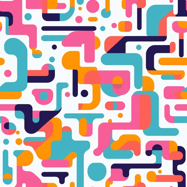 Um close-up de um padrão abstrato colorido com muitas formas generativas ai