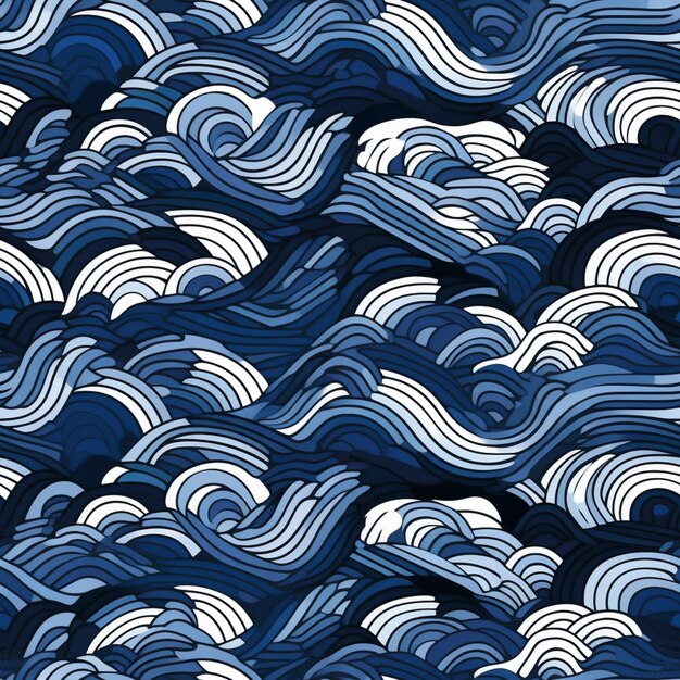 Um close-up de um padrão azul e branco com ondas generativas ai