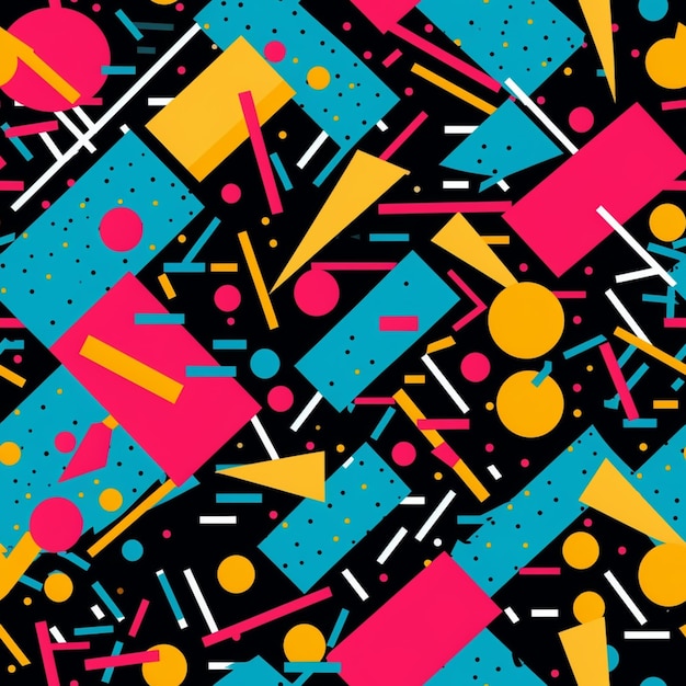 Um close-up de um padrão colorido com diferentes formas generativas ai