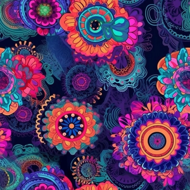 Um close-up de um padrão colorido com muitas cores diferentes generative ai