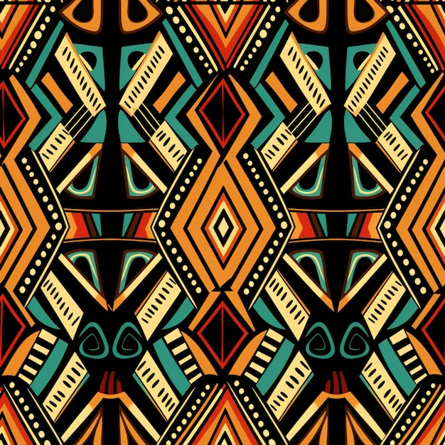 um close-up de um padrão colorido com um fundo preto generativo ai