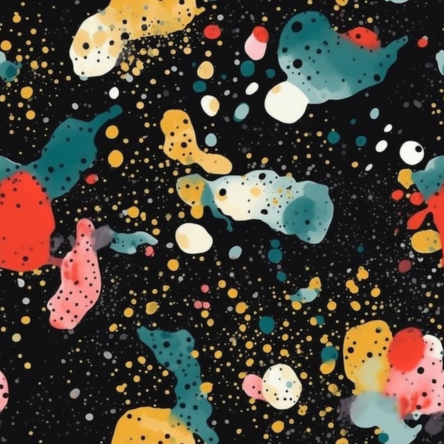 Um close-up de um padrão colorido de peixe em um fundo preto generativo ai