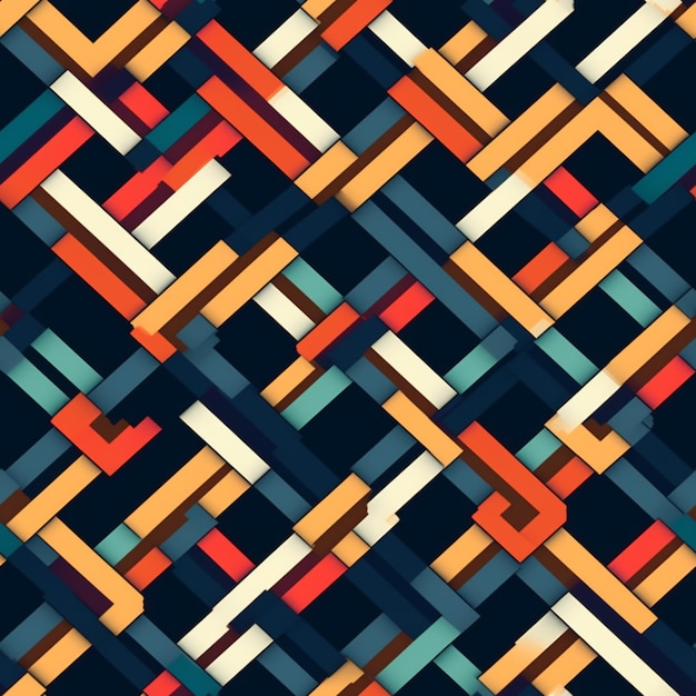 Um close-up de um padrão colorido de quadrados em um fundo preto generativo ai