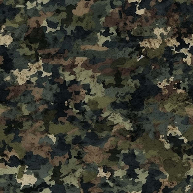 Um close-up de um padrão de camuflagem com um fundo preto generativo ai