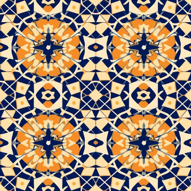 um close-up de um padrão de círculos laranja e azul generativo ai
