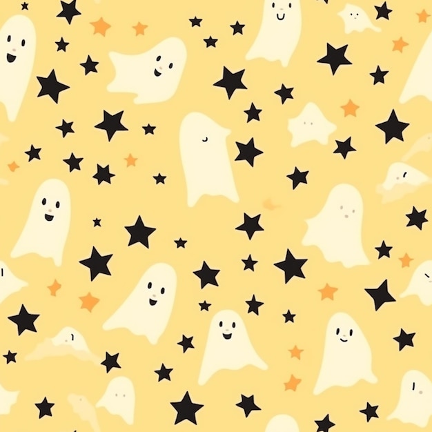 Um close-up de um padrão de fantasmas e estrelas generativo ai