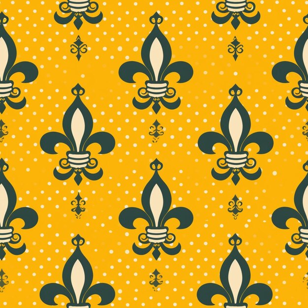 Foto um close-up de um padrão de fleur de lis em um fundo amarelo generativo ai