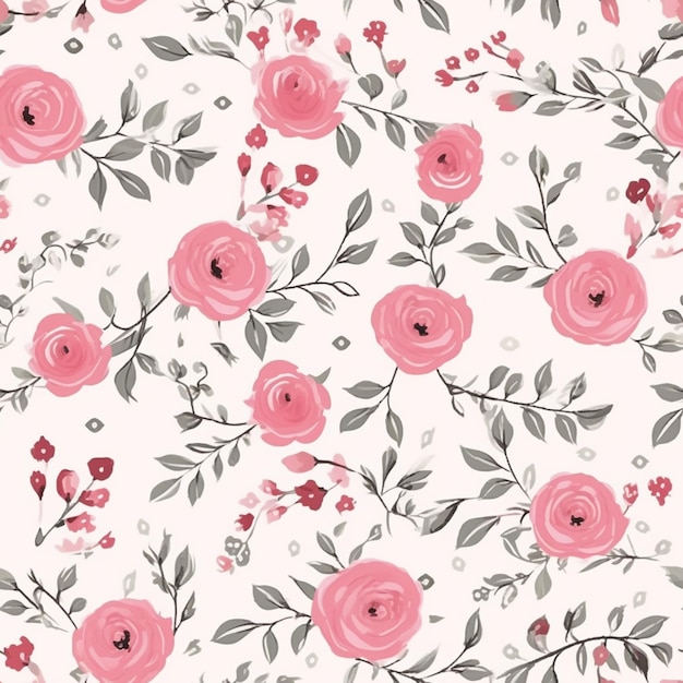 um close-up de um padrão de flor rosa em um fundo branco generativo ai