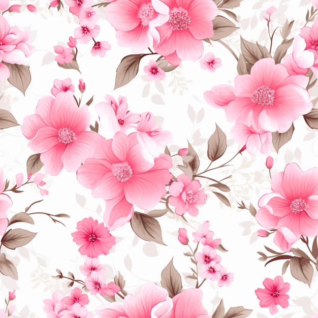 Um close-up de um padrão de flor rosa em um fundo branco