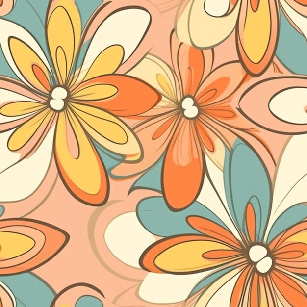 Foto um close-up de um padrão de flores coloridas em um fundo rosa generativo ai
