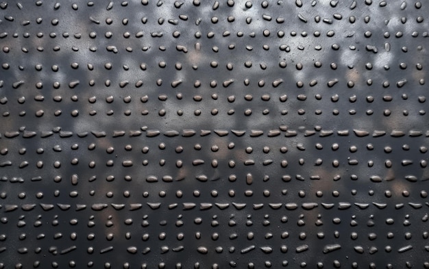 Foto um close-up de um padrão de folha de metal perfurado de superfície de metal preto gerado ai