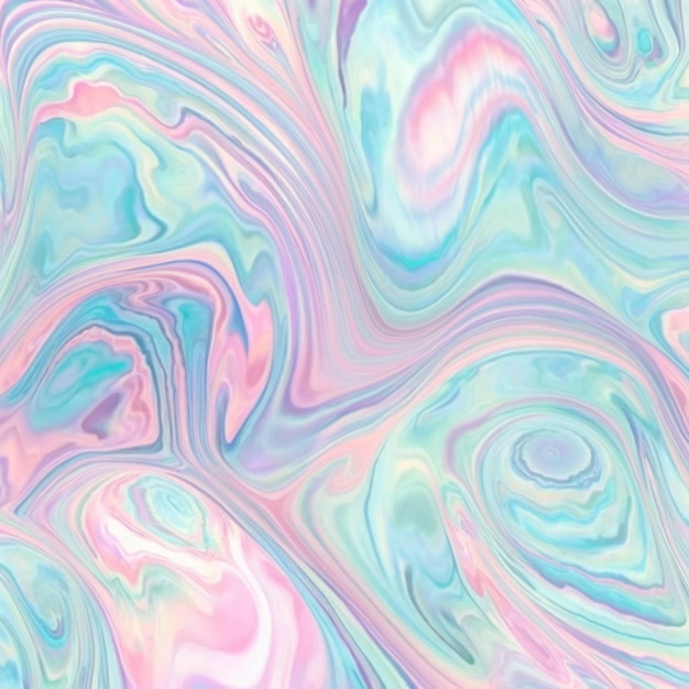 Um close-up de um padrão de mármore colorido com um fundo rosa e azul generativo ai