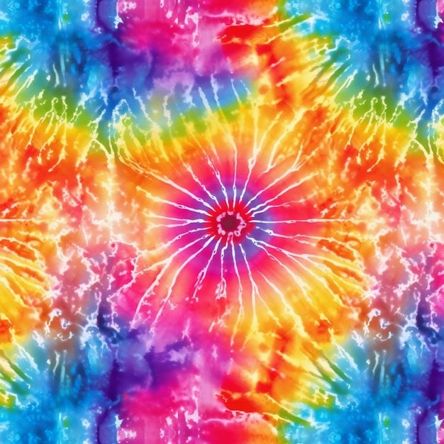 Foto um close-up de um padrão de tintura de gravata colorida com um ai generativo starburst