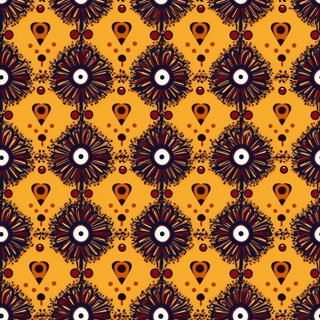 um close-up de um padrão de uma flor em um fundo amarelo generativo ai