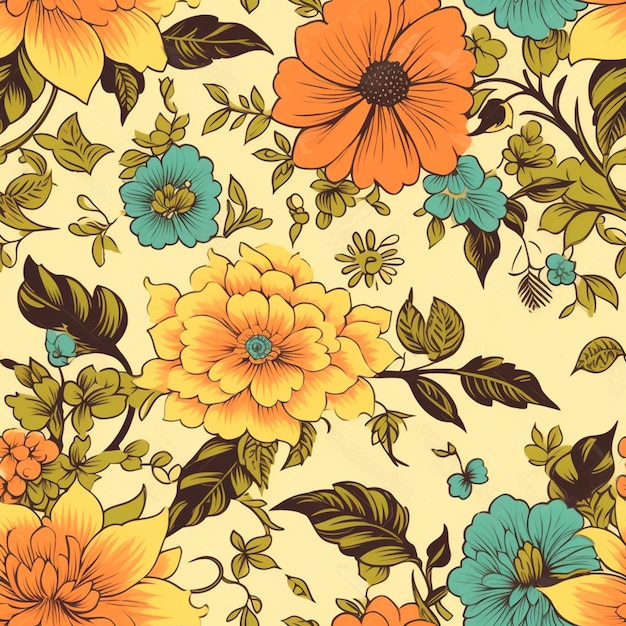 Um close-up de um padrão floral com laranja generativa ai