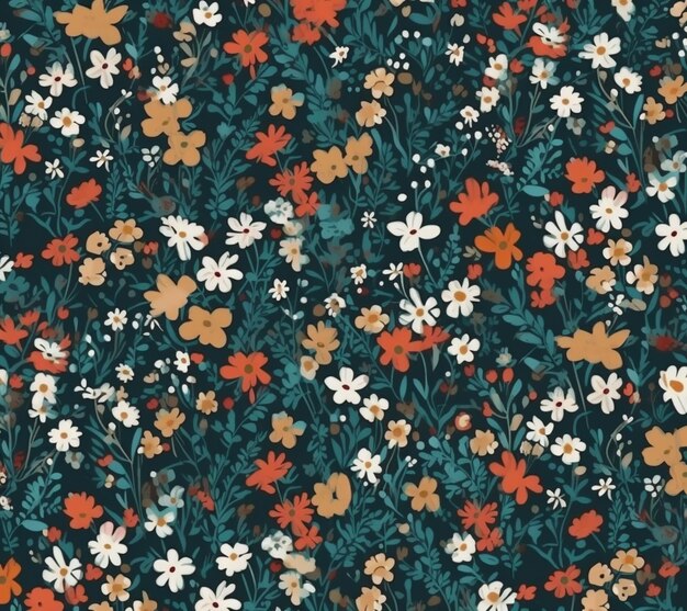 Um close-up de um padrão floral com muitas cores generativas ai
