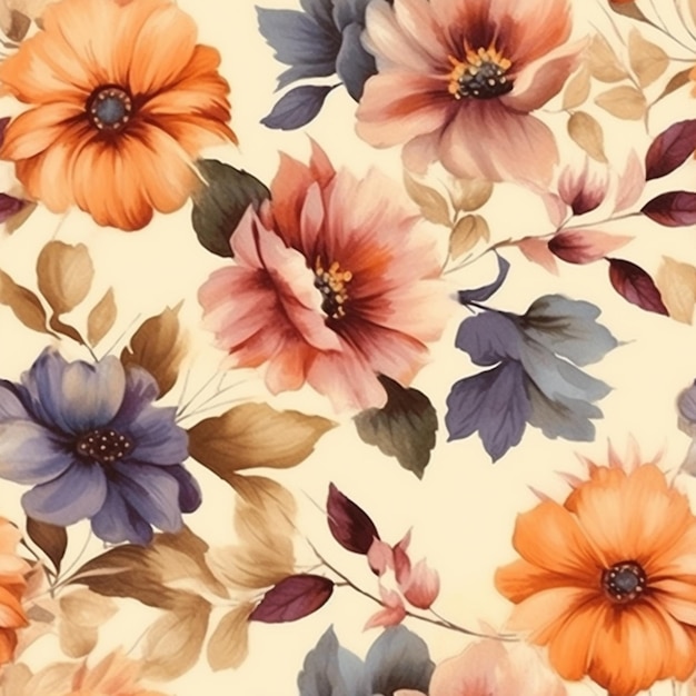 Um close-up de um padrão floral em um fundo branco generativo ai