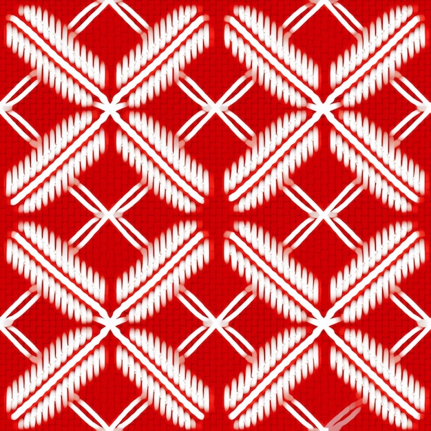 um close-up de um padrão vermelho e branco com um design branco generativo ai
