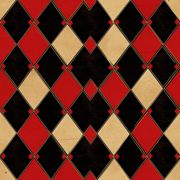 um close-up de um padrão xadrez vermelho e preto em um pedaço de papel generativo ai