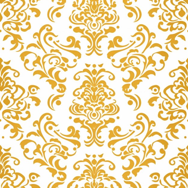 Foto um close-up de um papel de parede com um padrão dourado e branco