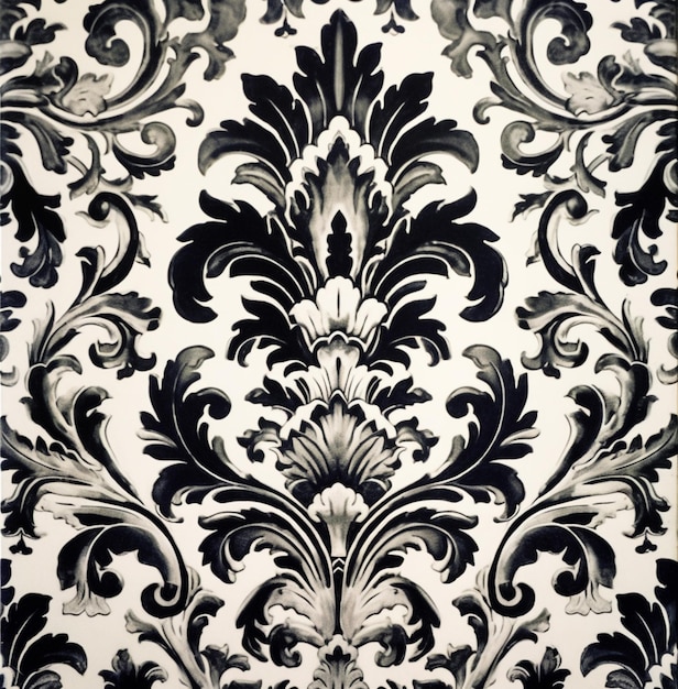 Um close-up de um papel de parede preto e branco com um padrão generativo ai