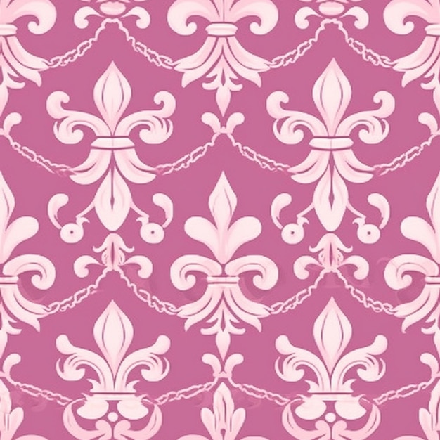 Foto um close-up de um papel de parede rosa e branco com um padrão generativo ai