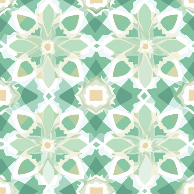 Um close-up de um papel de parede verde e branco com uma flor generativa ai
