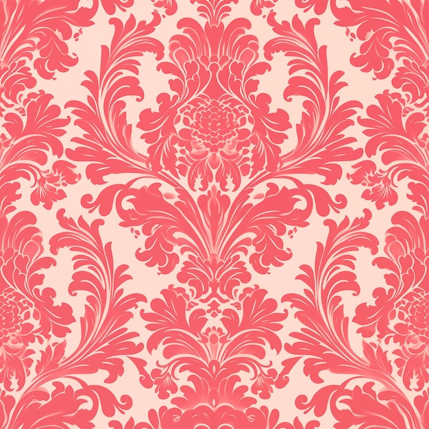 um close-up de um papel de parede vermelho e branco com um design floral generativo ai