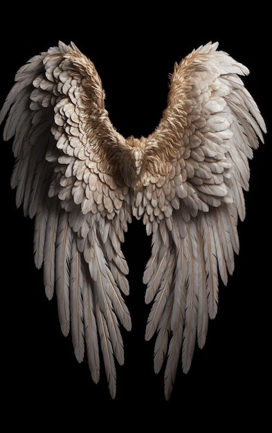 Um close-up de um par de asas de anjo