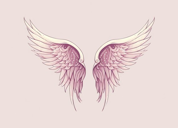 um close-up de um par de asas em um fundo rosa generativo ai