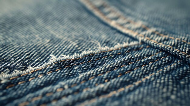 Foto um close-up de um par de jeans azuis com uma linha costurada