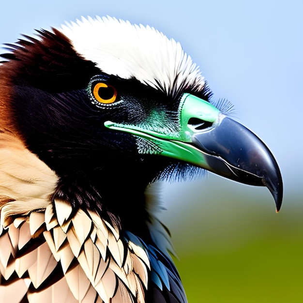 Um close-up de um pássaro com um bico azul que diz que o pássaro é um pássaro