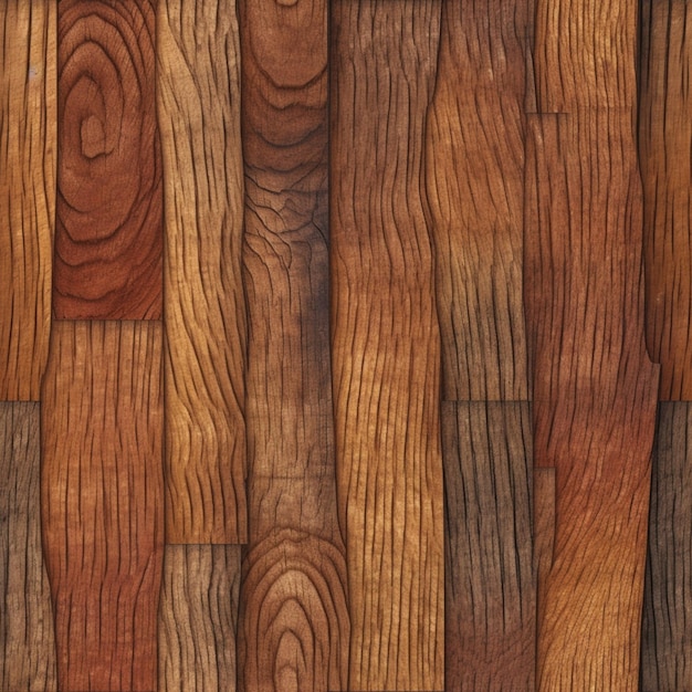 Um close-up de um piso de madeira com um padrão de madeira generativa ai