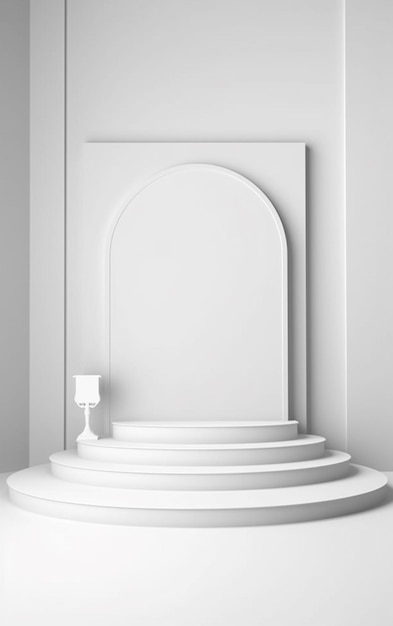 Um close-up de um pódio branco com uma lâmpada nele generativa ai