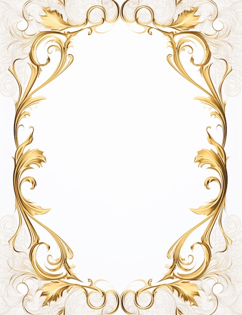 um close-up de um quadro de ouro com um fundo branco generativo ai