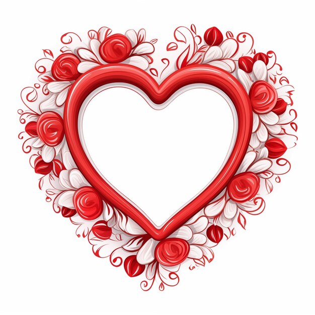 um close-up de um quadro em forma de coração com rosas vermelhas generativo ai