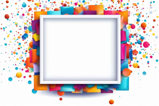 um close-up de um quadro quadrado cercado por confeti colorido