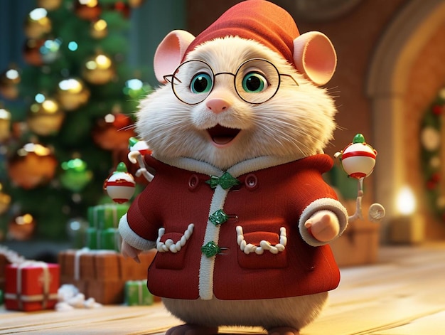Foto um close-up de um rato usando óculos