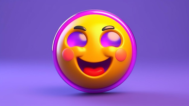 Um close-up de um rosto sorridente com um fundo roxo generativo ai