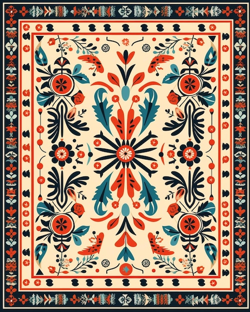 um close-up de um tapete quadrado com um design floral generativo ai
