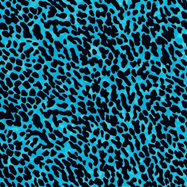 Foto um close-up de um tecido com estampa de leopardo azul e preto generativo ai