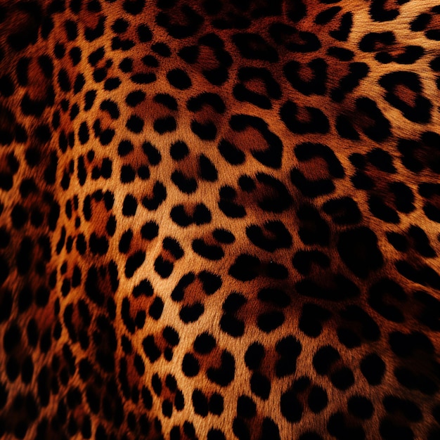 Um close-up de um tecido com estampa de leopardo com um fundo preto generativo ai