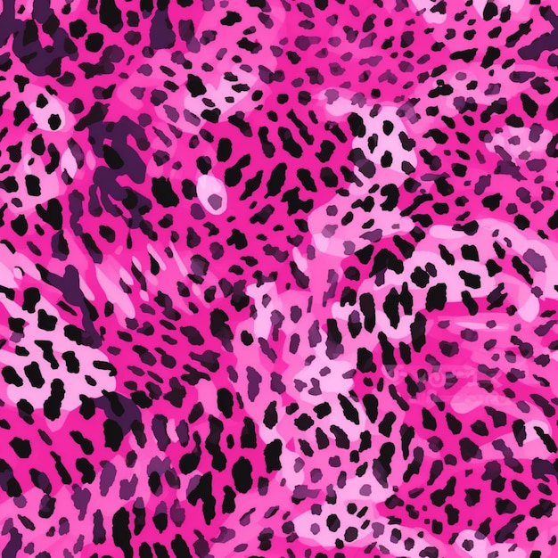 Foto um close-up de um tecido com estampa de leopardo rosa e preto generativo ai